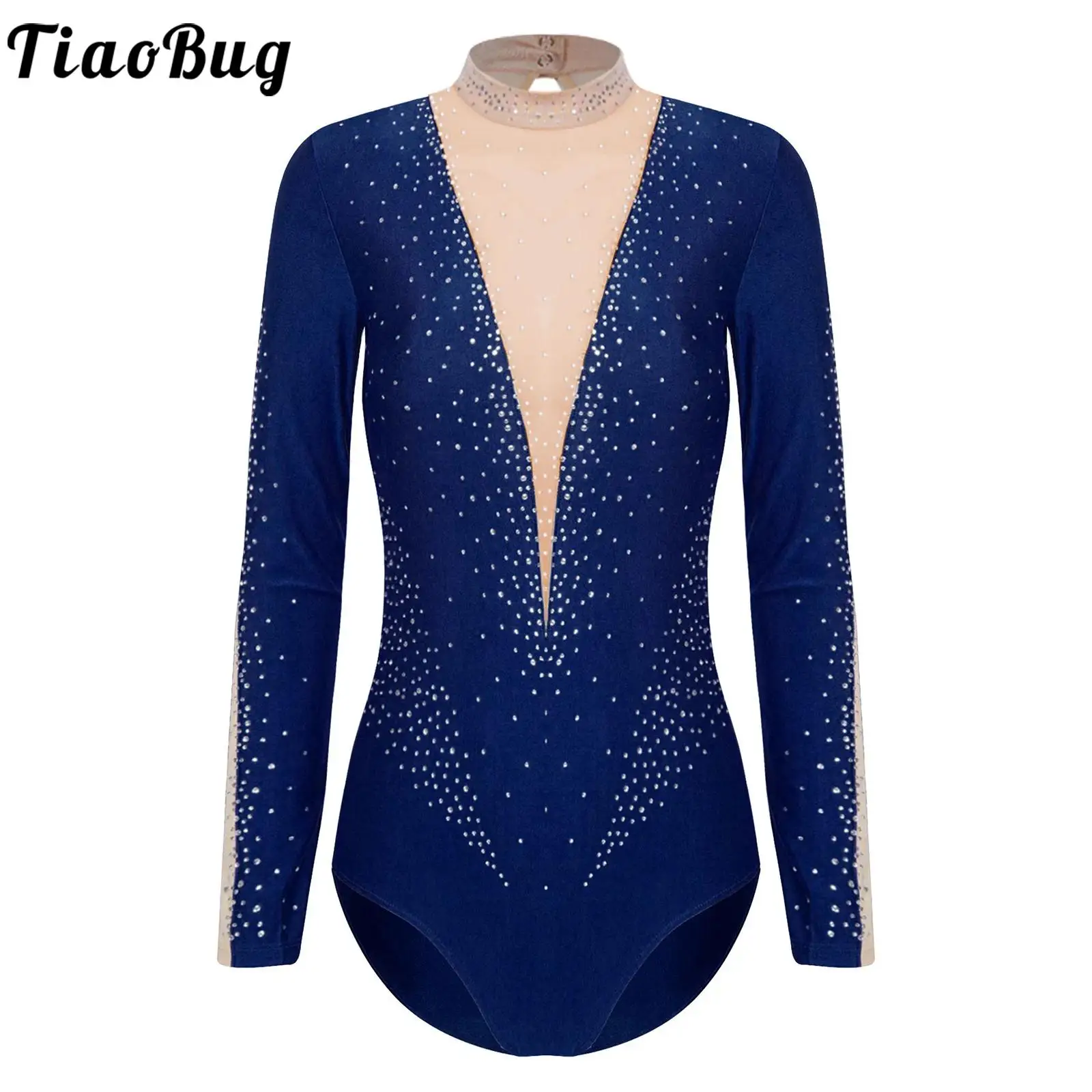 

Women Leotard Bodysuits for Figure Skating Gymnastic Performance Costume Long Sleeve Stretch Unitards Ballet Ballerina Dancewear