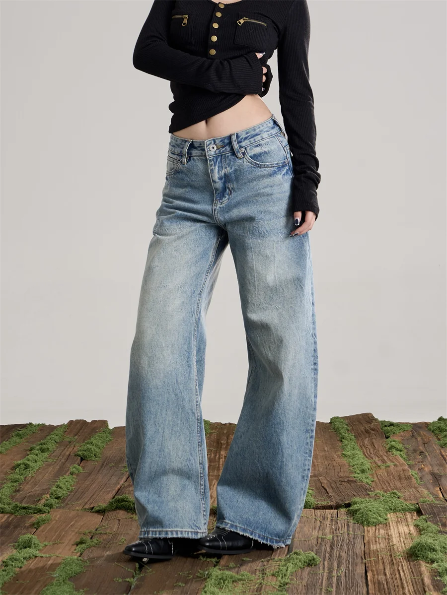 

Джинсы Waed American Retro женские прямые широкие брюки свободного кроя весна-осень, джинсовые штаны для женщин