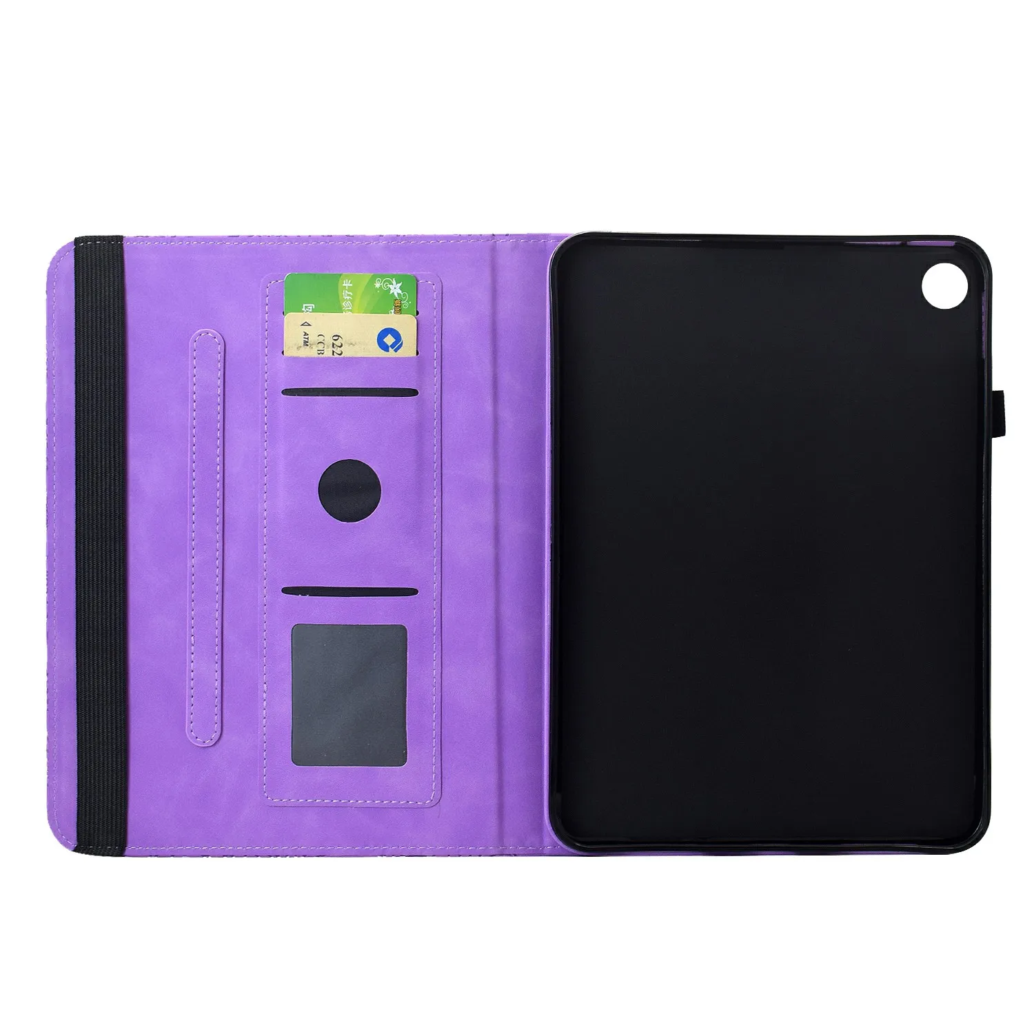 For Samsung Galaxy Tab A11+ / A9+ Leather Case Card Slots Rotary Stand Mandala Flower Tablet Cover - Light Purple