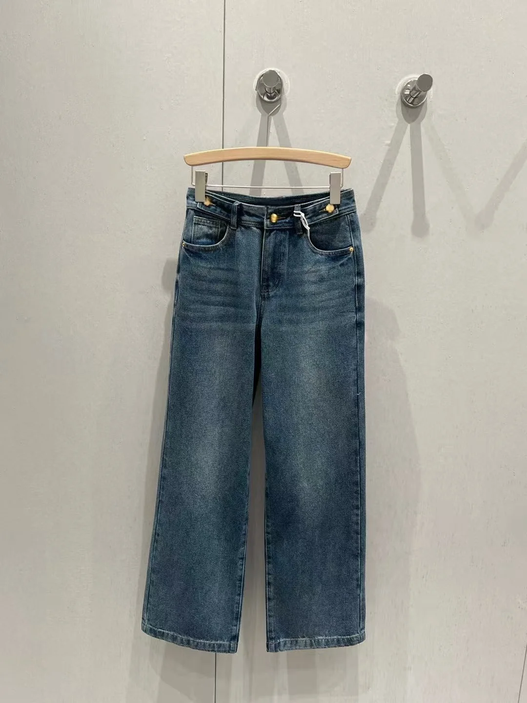 High end customized autumn and winter new style contrasting edge light washed denim jeans