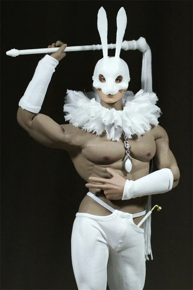 1/6 męski żołnierz Mr. zestaw ubrań z białego królika z maską szalik obcisłe spodnie ochraniacz na rękę Model dla lalek 12in Phicen M31 M32 M34