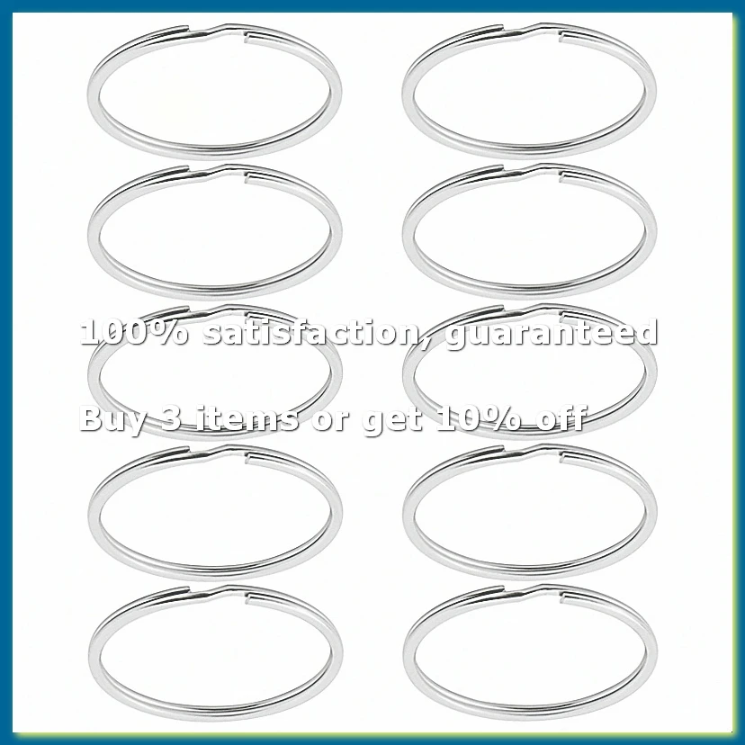 ●10X Quality 50Mm Keyring Split Ring Set Heavy Duty Large Nickel Key Loop Sprung Hoop-ABFB