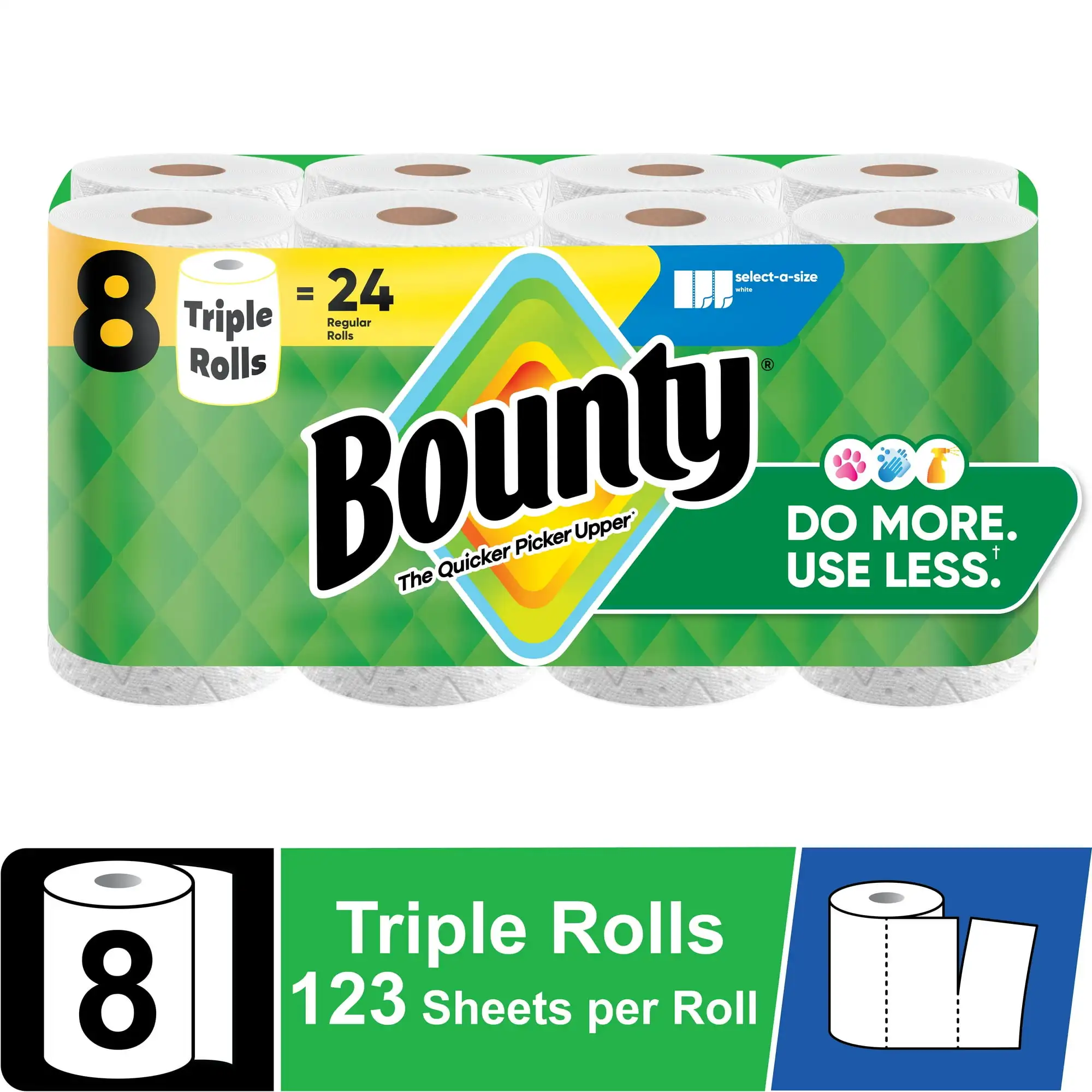 

Paper Towels Select-A-Size White, 8 Triple Rolls, 123 Sheets per Roll