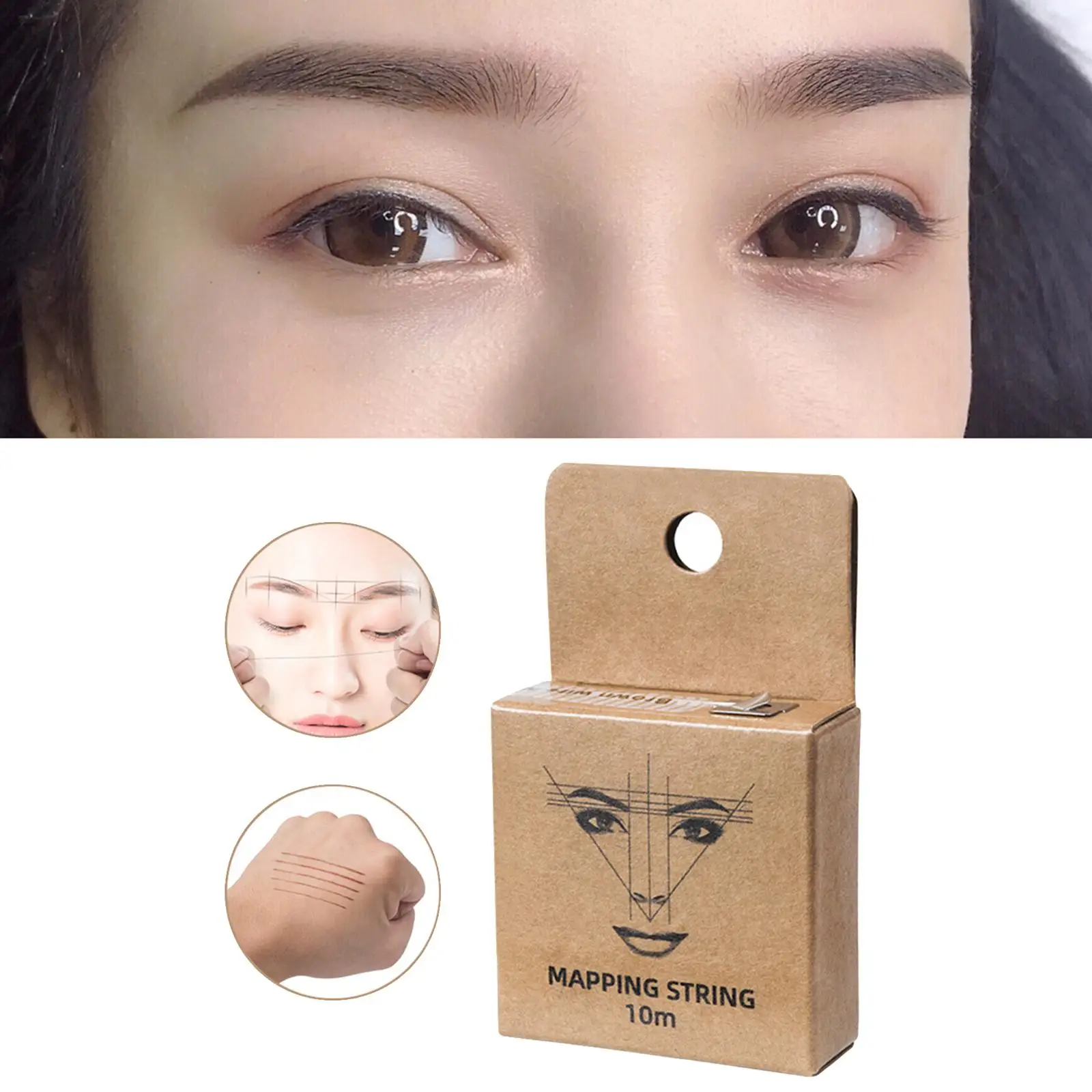 Eyebow Pre-Ink Mapping String Brown Ink Microblading Position Measuring Tool