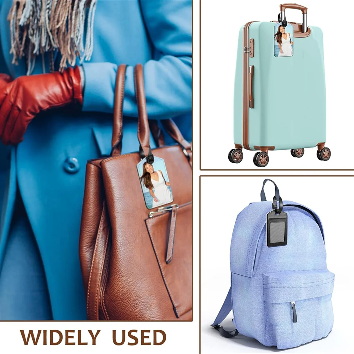 High-end Sublimation Luggage Tags White Heat Transfer PU Leather Name Tag Blank Suitcase Tags Travel Business ID Card Holder