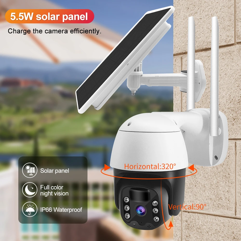 2MP 1080P Metal Case Tuya APP 4G/WIFI IP Camera Solar Power Wireless PTZ Full Color Home Security Intercom CCTV Baby Monitor