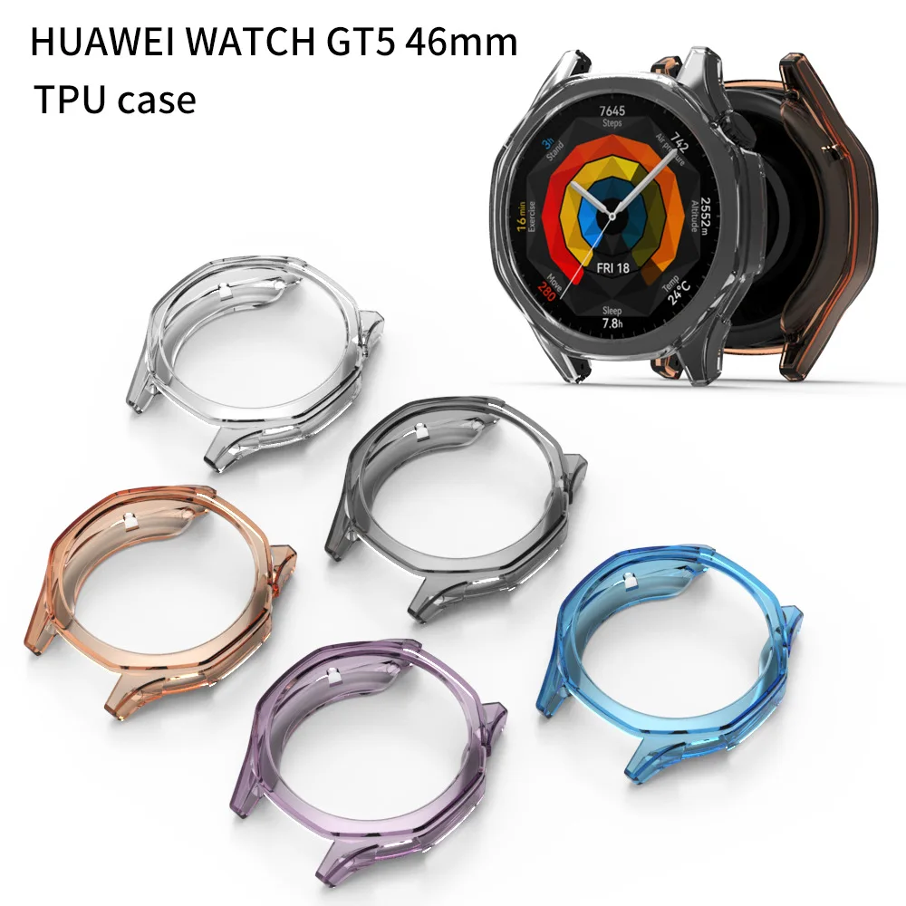 Silicone Case for Huawei Watch GT 5 4 46mm Smart Watch Protector Frame Soft Crystal TPU Case for Huawei GT 4 5 46mm 41mm Cover