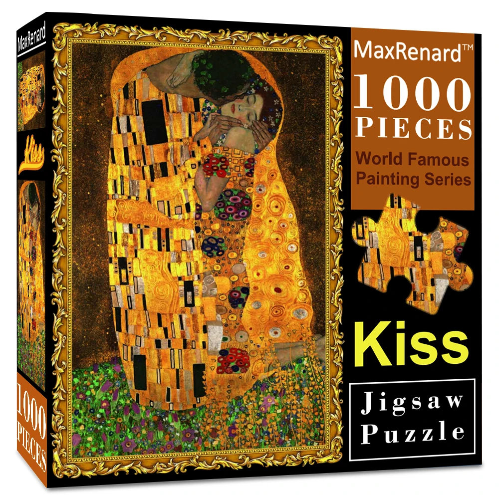 

MaxRenard 68*49cm 1000pcs Jigsaw Puzzle Gustav Klimt Kiss Paper Assembling Figure Statue Series Painting Art Puzzles Adults Toys