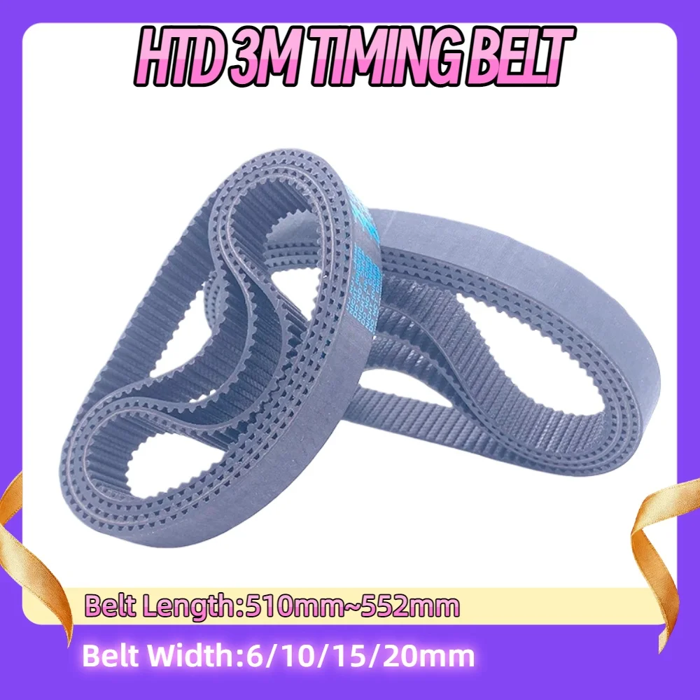 

HTD 3M Timing Belt Length 510 513 516 519 522 525 528 531 534 537 540 543 546 549 552mm Belt Width 6~20mm HTD3M Closed Loop Belt
