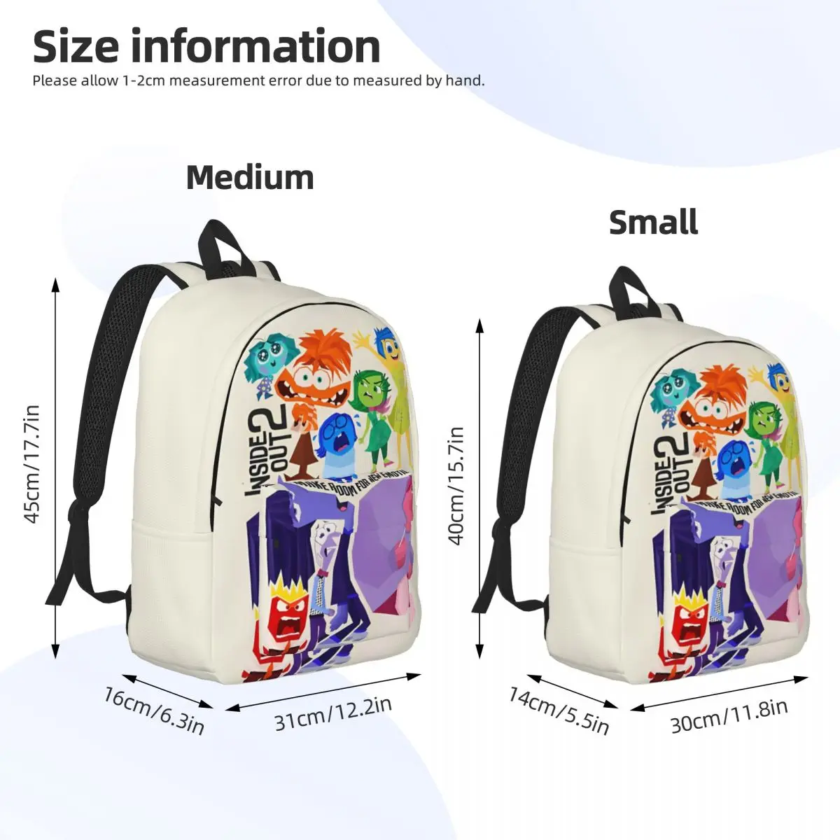 Emotions Face Inside Out Backpack Middle High College School Student Bookbag Men Women Daypack Gift