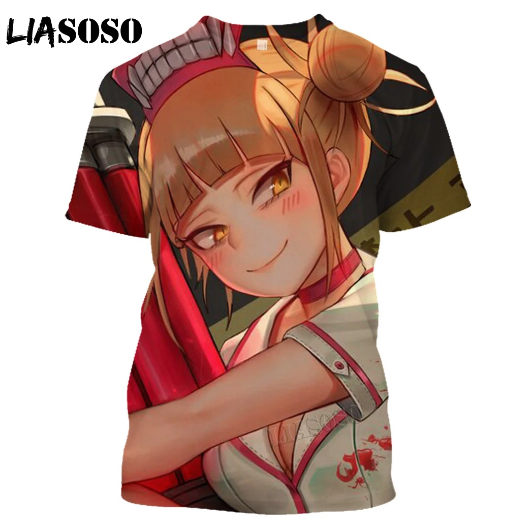 Fashion Japanese Anime Girl Himiko Toga Short Sleeve 3D Printing T-shirt Casual Round Neck Top Oversize Men Women Girls Clothing