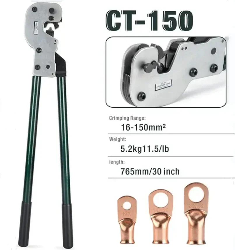 

Terminal Crimping Pliers for 16-150mm2 CT-150 Multifunctional Bare Terminal Special Lug Crimping Pliers Large Y.O