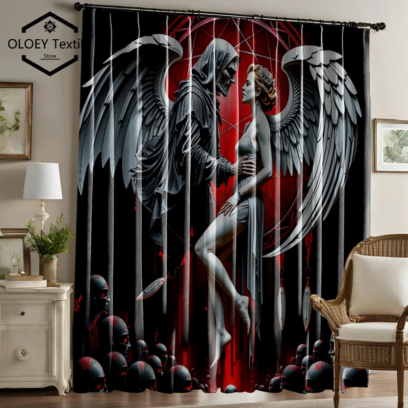 

Angels and Devils Print Curtains - Customized Patterns Curtains for Living Room Bedroom Window Drapes Personalized Custom