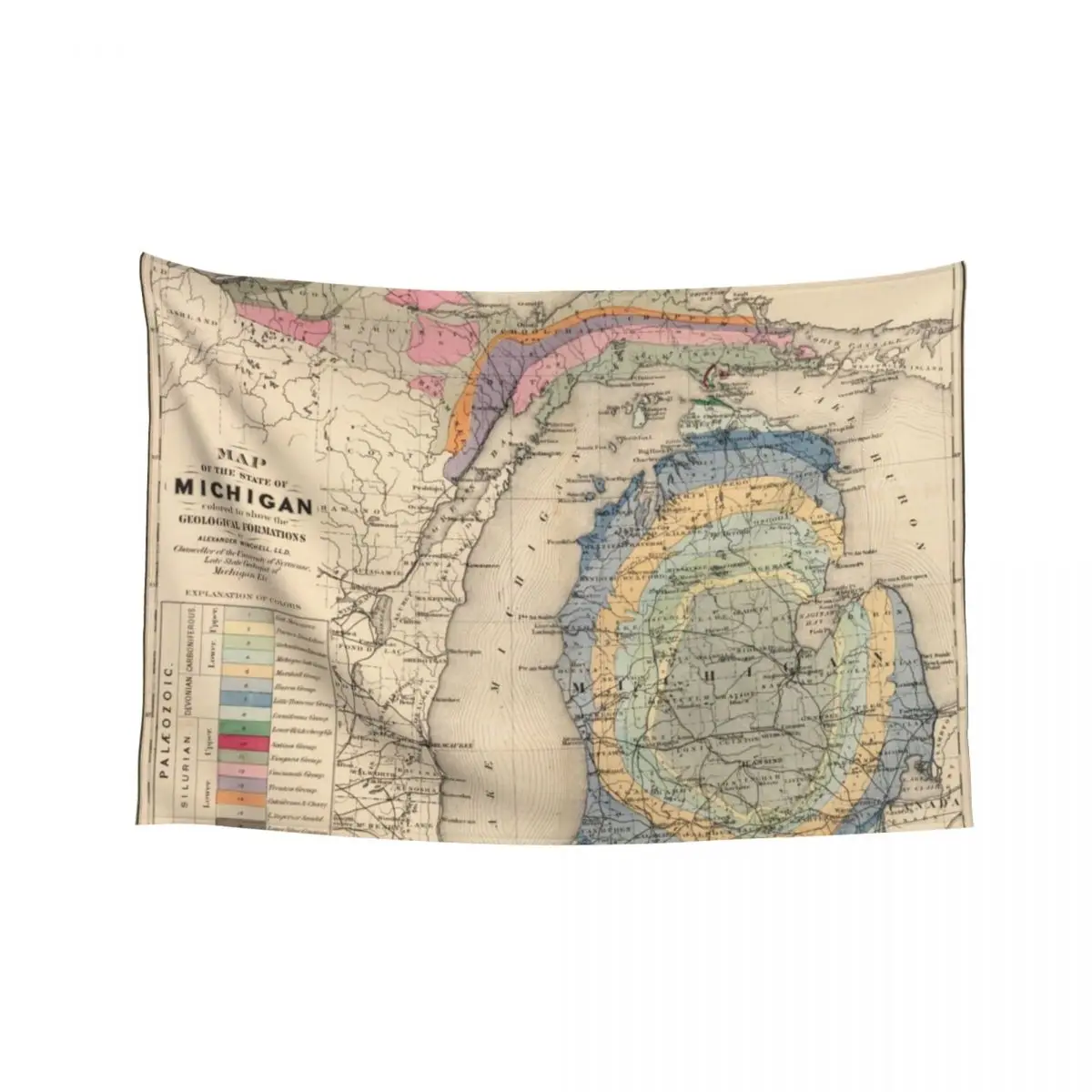 

Vintage Michigan Geology Map (1873) Tapestry Room Decor Aesthetic Home Decor Aesthetic Art Mural Decor Home Tapestry