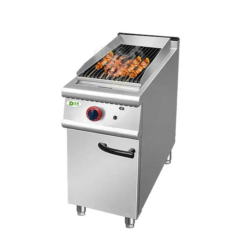 Luxury Commercial Restaurant BBQ Kitchen fry stand grill gas grills Lava Rock With Cabinet For Restaurant