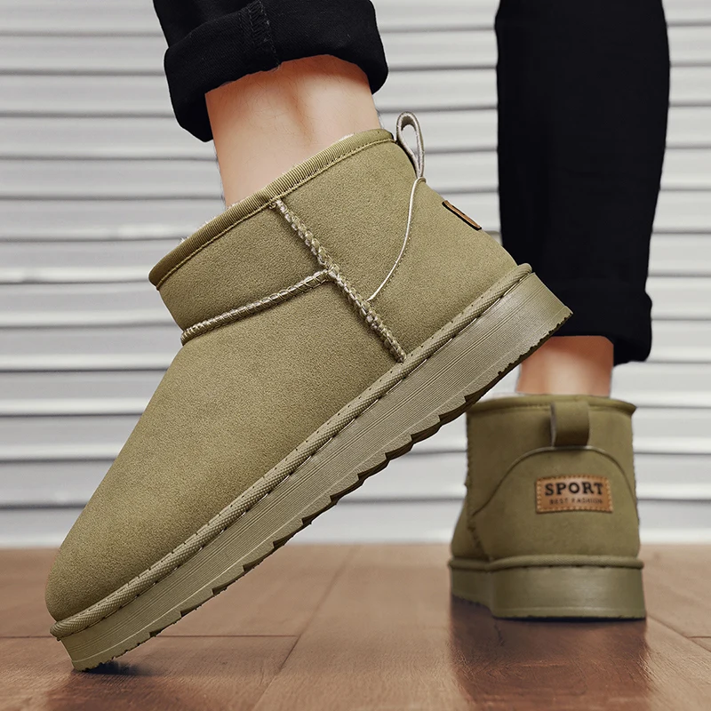 2026 Nuevas Botas Clásicas Ultra Mini de Plataforma de Cuero, Gamuza y Lana, Pantuflas de Invierno Cómodas para Mujer con Winter