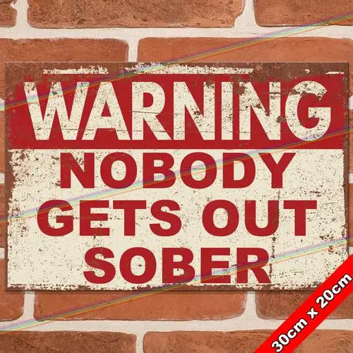 NOBODY GETS OUT SOBER 30cm Metal Signs Mancave Shed Bar Garage Gift Tin Sign UK --Tin Sign