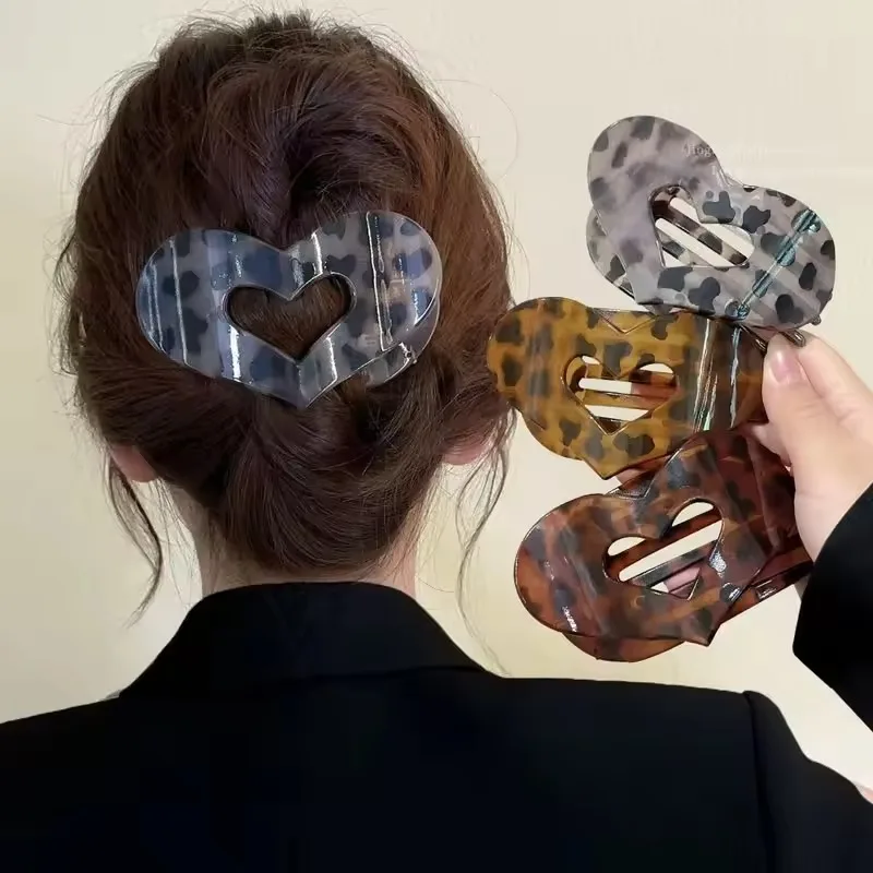 

Retro Geometry Hair Claw Clip Womens Girls Leopard Matte Curved Flat Barrettes Acrylic Hairpins Hair Accessories