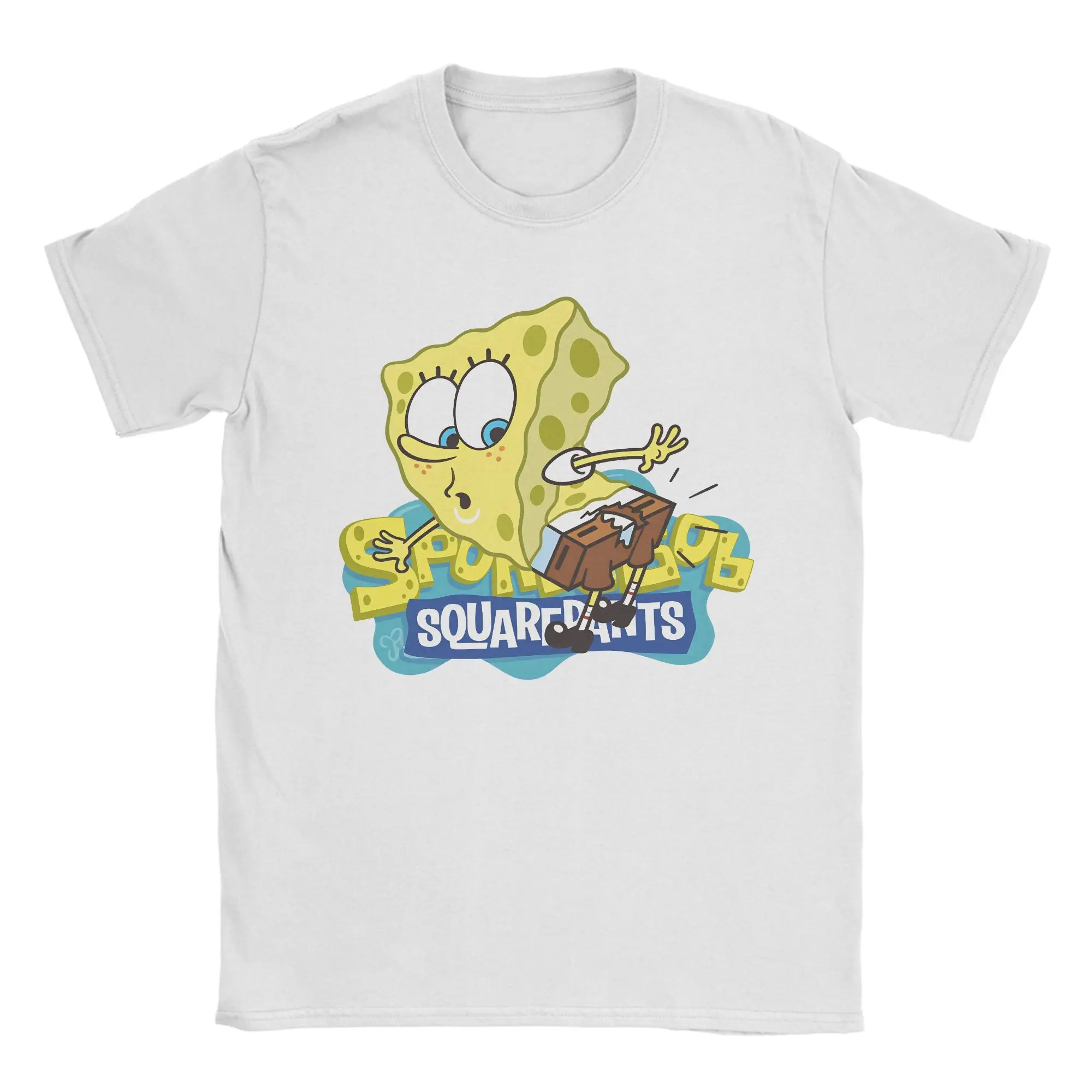 Spongebobs T Shirts Men's  100% Cotton Humor T-Shirt Round Collar  Tees Short Sleeve Clothes Plus Size