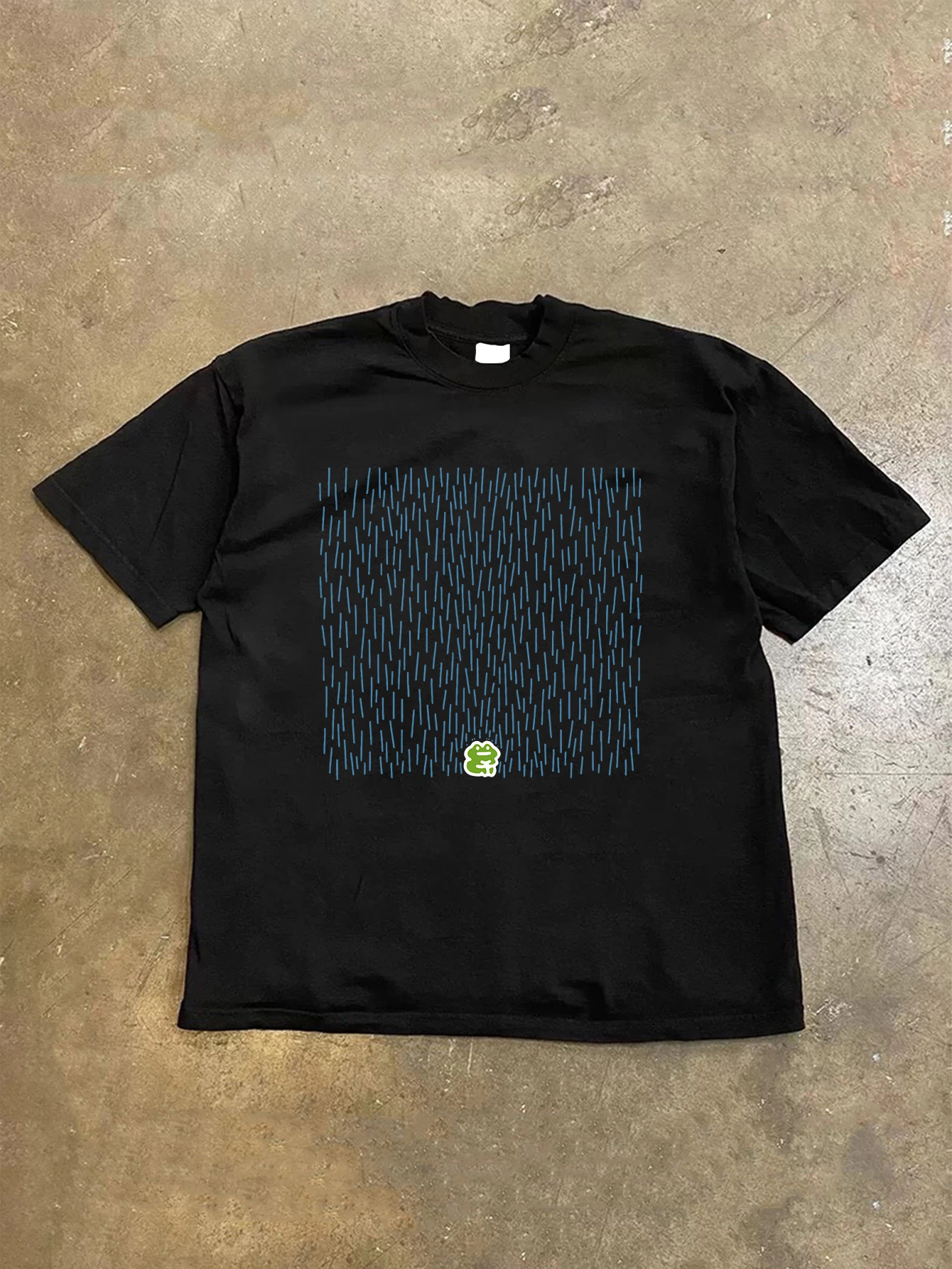 Frog in the rain Round Neck New Model personality Clothes Oversized Unisex T-shirt Fashion Hip Hop Street Trendy Cotton soft tee