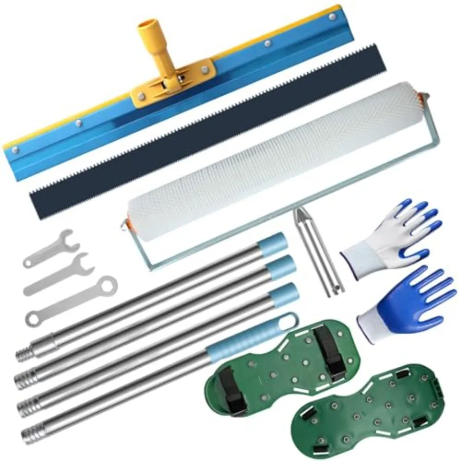 

Complete Self Leveling Cement Tool Kit, Professional Epoxy Floor Kit Tools with Spiked Roller, Spike Shoes, Scraper and Extensi