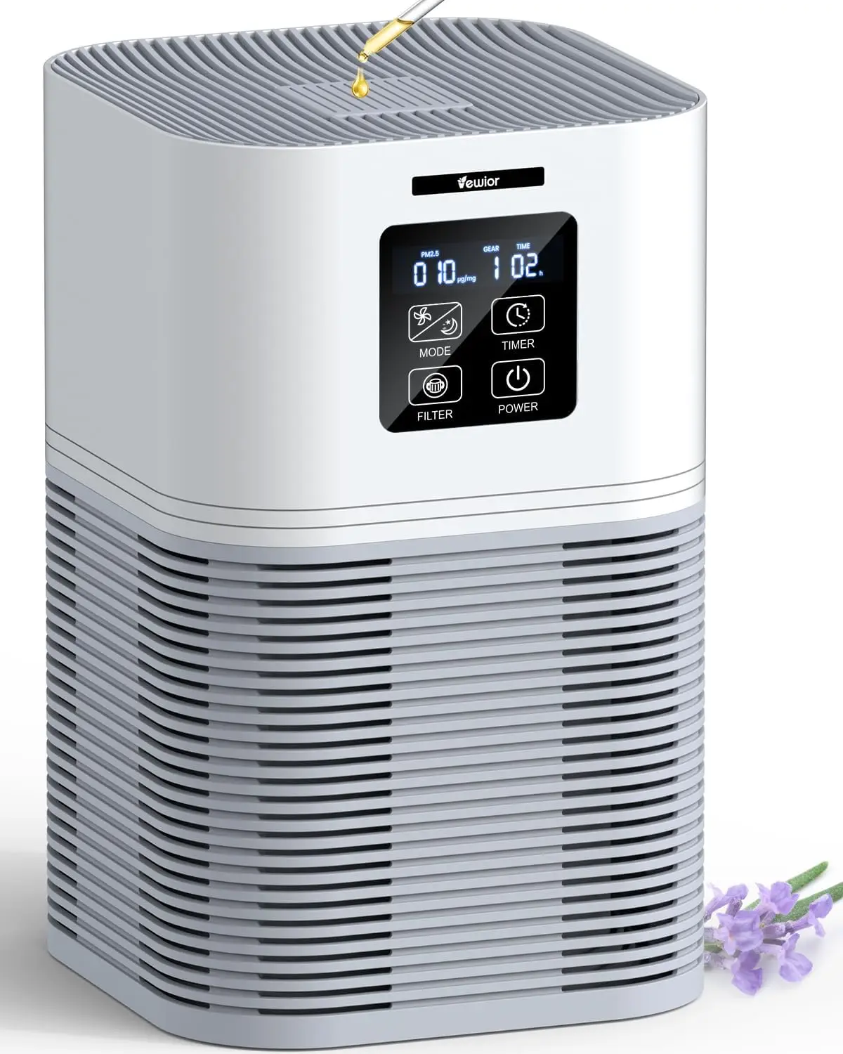 

VEWIOR 2 in 1 Air Purifier with H13 Filters for Home Allergies Pets Hair Odor Eliminators, Aromatherapy diffuser and Auto Mode