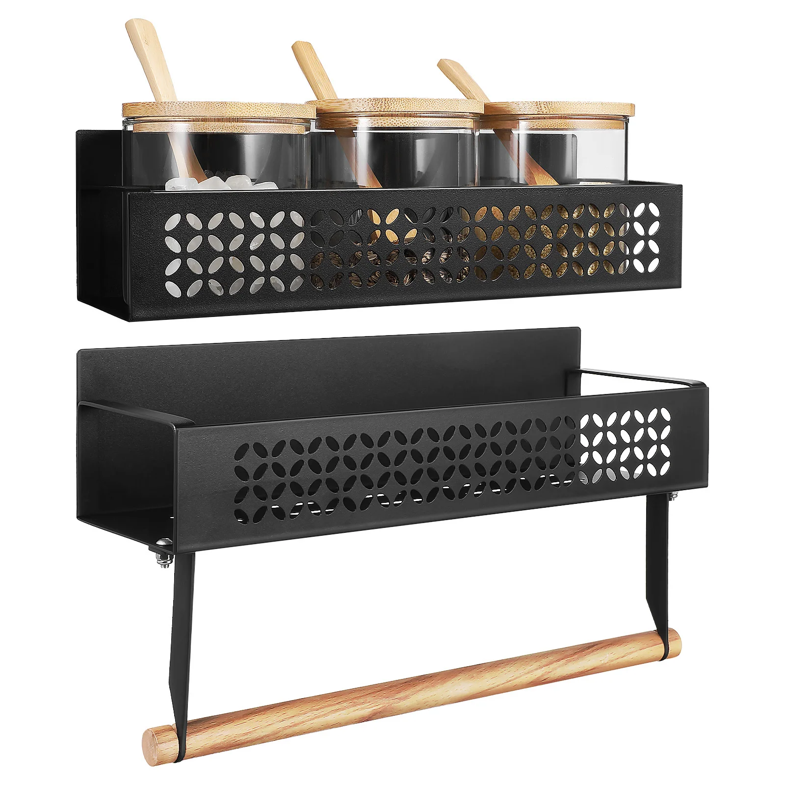 

2Pcs Magnetic Shelf for Refrigerator Metal Spice Rack Magnetic Fridge Organizer Kitchen Storage Rack Space Saving Magnet Shelf