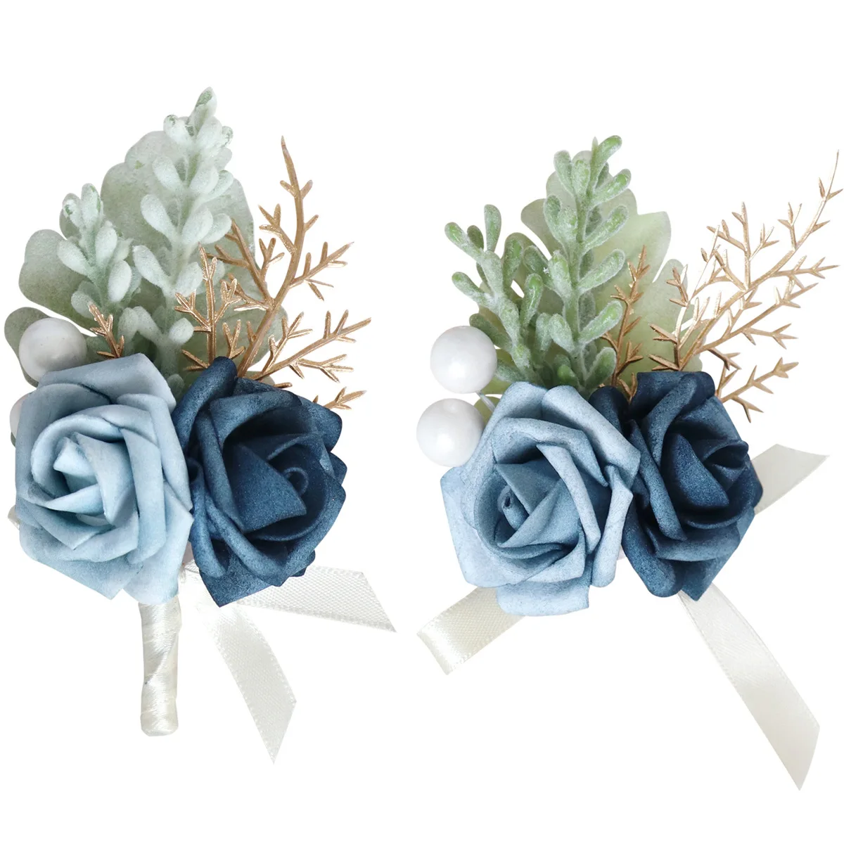 Boutonniere And Wrist Corsage Simulation Flower Wedding Bride and groom VIP guests Parents' flower wedding banquet sisters