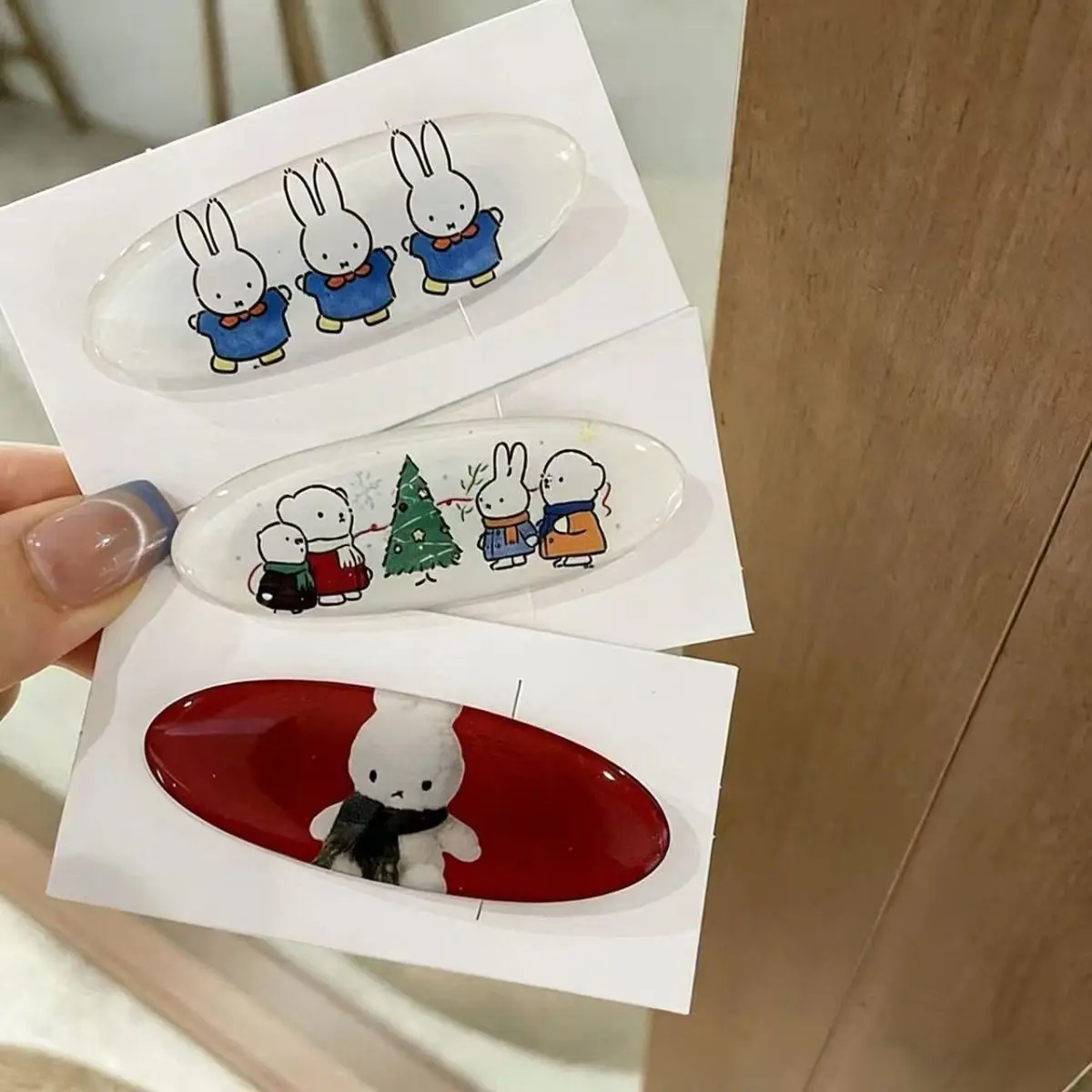 Miffy Bunny Hair Barrettes Cute Cartoon Rabbit Acrylic Side Clips Kawaii Pattern Decorative Bang Pins for Girls Hairstyle Decor