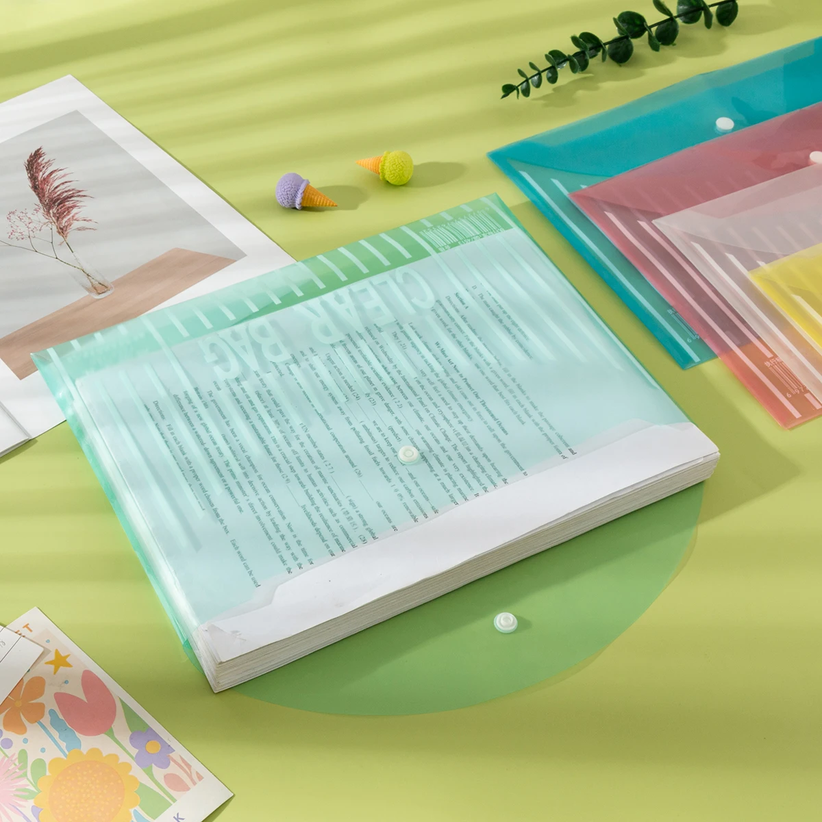 20 件装 A4 File Bags, Large Capacity Thickeneded Transparent Storage Bags, Waterproof and Moisture-Proof Extra-Thick Snap-On Inf