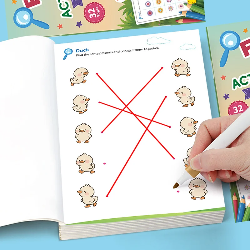 Find Matching Fun Early Education Game Book, Connected Focus Practice, Preschool Observation and Resolution Thinking Training