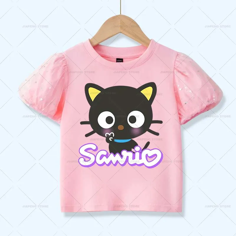 Chococat Printed Stickers For Clothes Cute Sanrio Cartoon Black Cat Patches Iron on Transfers On Girl T-shirt Applique Decor DIY