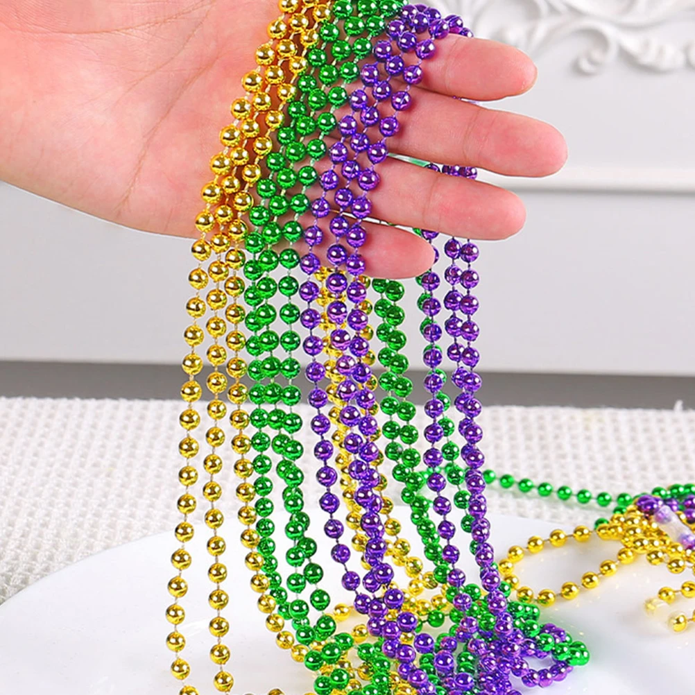 Colar de corrente de contas de plástico colares de festa em massa fiesta frisado colorido festivo