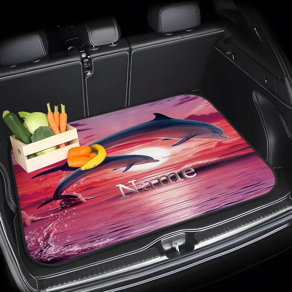 1pc Customizable Car Trunk Mat, Printable With Your Name Or A Personalized Dolphin Design—suitable For All Car Models. A Perfect
