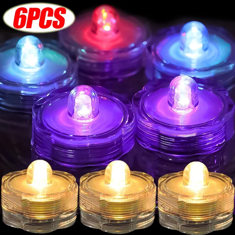 LED Flameless Floating Candle Waterproof Candle Lights Battery Operated Flash Tealights for Wedding Party Bathtub Decorative