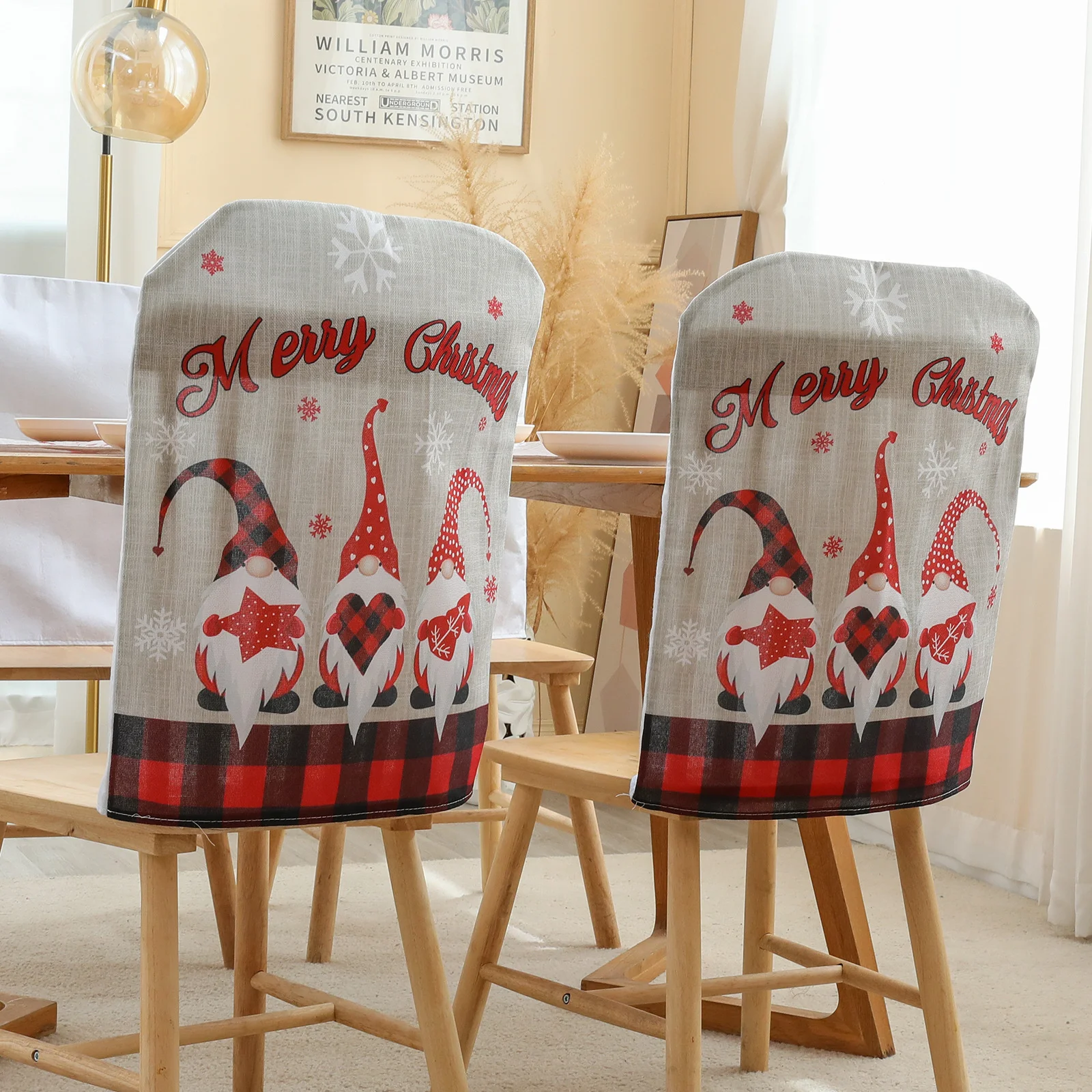 20pcs 2022 New Christmas Rudolf Chair Set Living Room Restaurant Home Christmas Decoration Backrest Cover Supplies