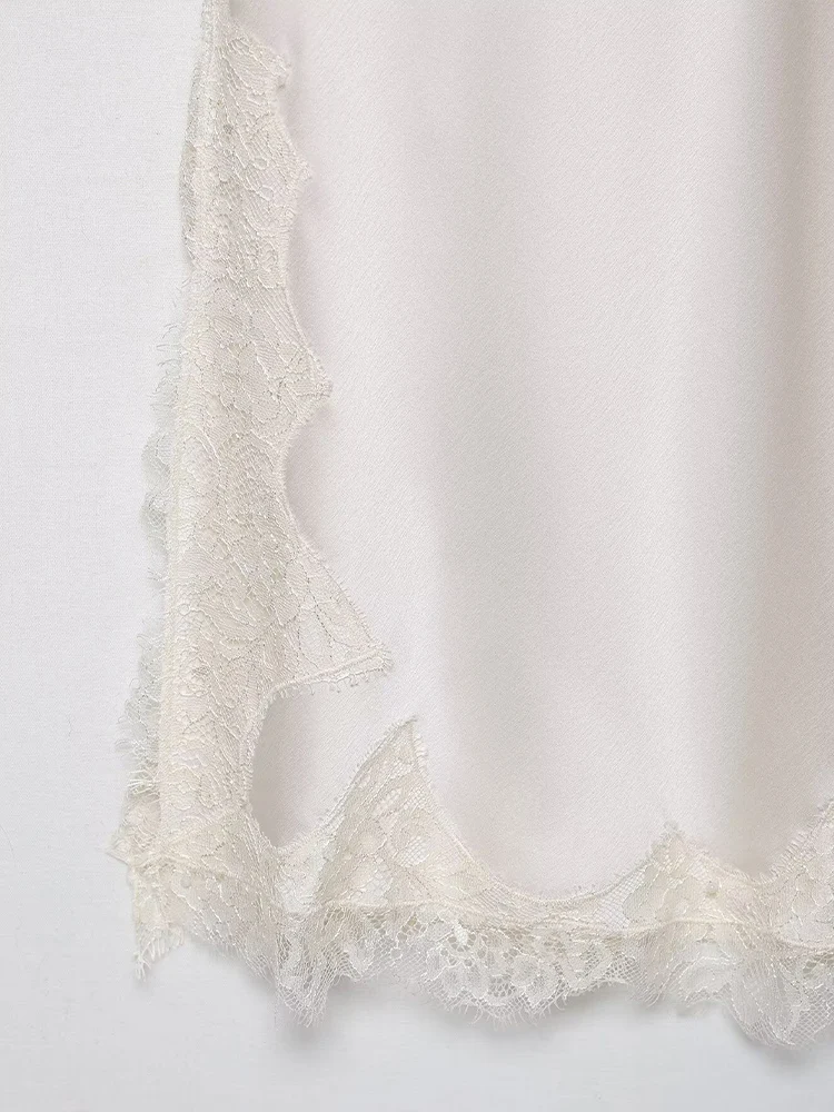 Estilo europeu e americano outono novas roupas femininas francês puro desejo estilo sexy cetim textura rendas suspender vestido