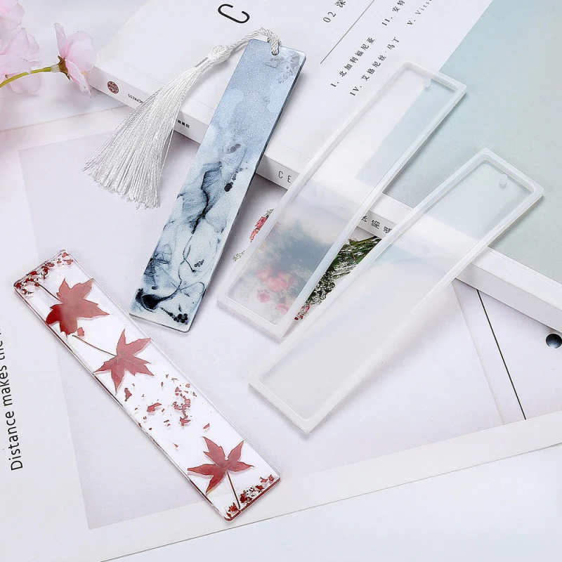 Bookmark Silicone Mold DIY Rectangle Handmade Dried Flower Bookmarks Transparent Resin Page Marker Book Decor Crafts Accessories