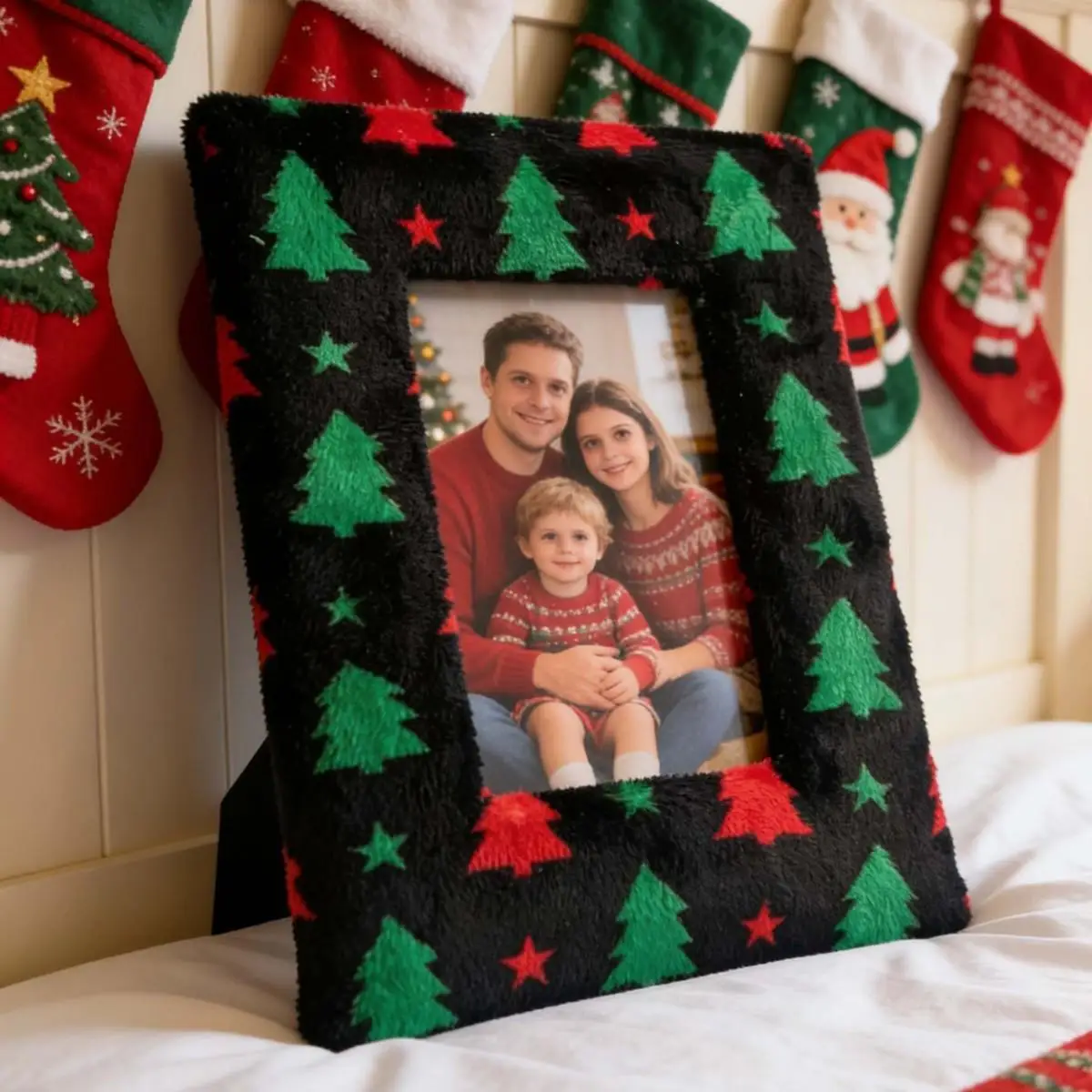 6/7/8 Inches Plush Photo Frame, Christmas Density Board, European Fabric, Photo Case Fabric Frame, Picture Frame