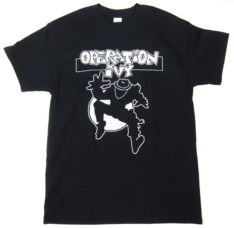 New Operation Ivy SKA Man Logo Black & White Punk Band T-Shirt badhabitmerch