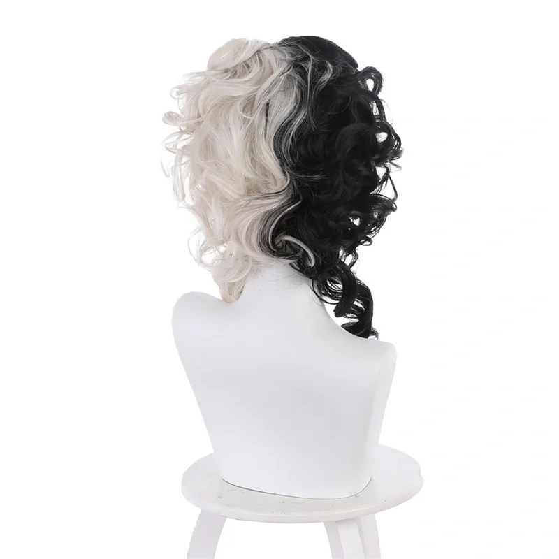 Parrucca Cosplay Cruella Evil signora Cruella De Vil Emma Stone Costume Black White Hair Movie accessori di Halloween In magazzino Takerlama