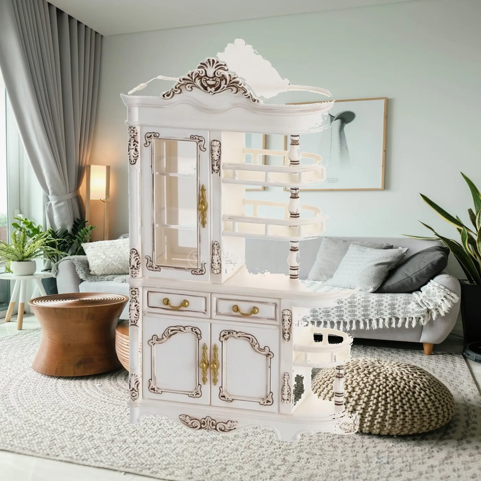 Miniature Display Cabinet Realistic Dollhouse Cabinet Shelf Classic Furniture Versatile for Collectors