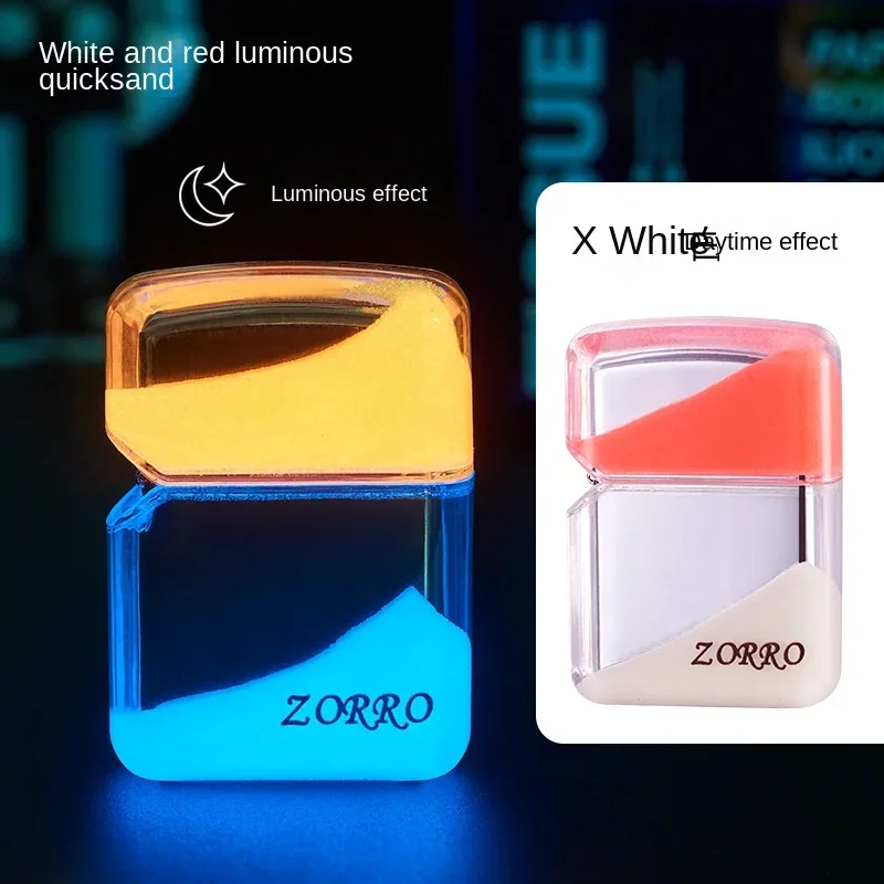 2024 Hot Selling ZORRO Night Glow Sandproof Windproof Lighter Cool Open Fire Kerosene Lighter Smoking Accessories High end Gift