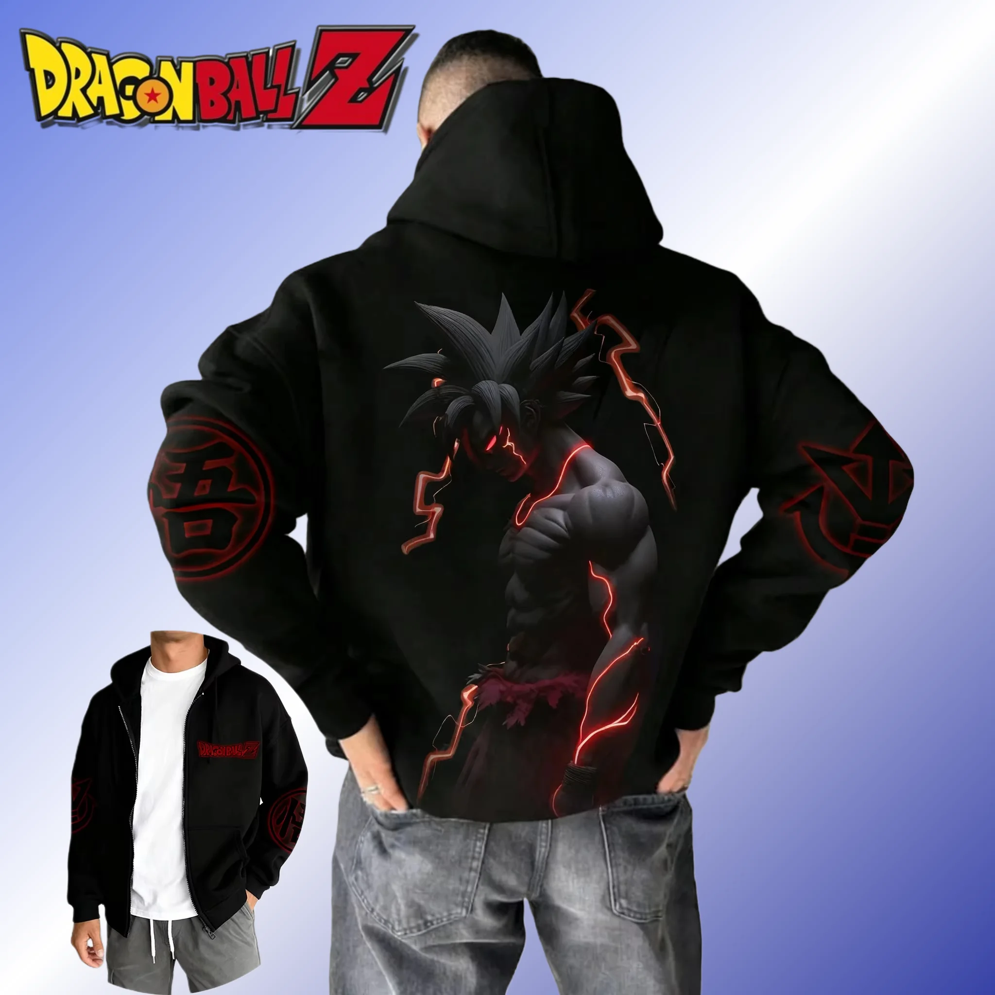 

Dragon Ball аниме Co, фирменная толстовка на молнии, осень-зима 2022, новый мужской модный американский повседневный хлопковый свитер с принтом Гоку, топ