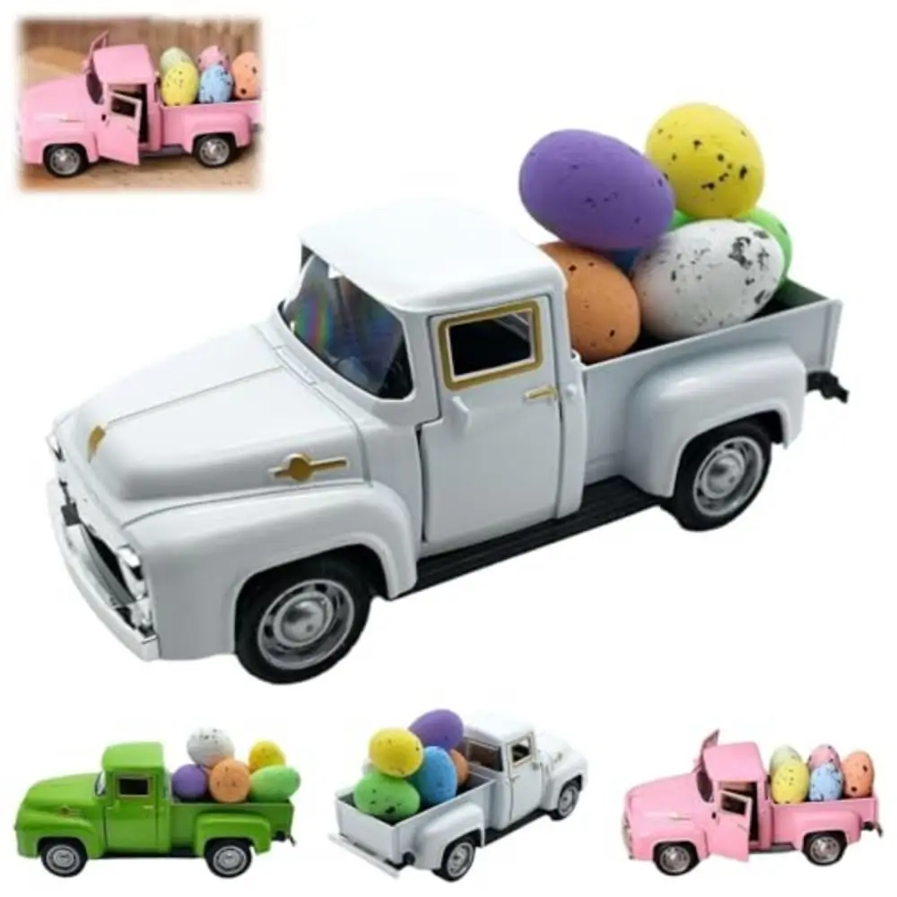 Creativiteit Mini Paasei Truck Model 12,5 CM Metalen Paaswagen Model Met 5 Eieren Duurzaam Pasen Vintage Pickup