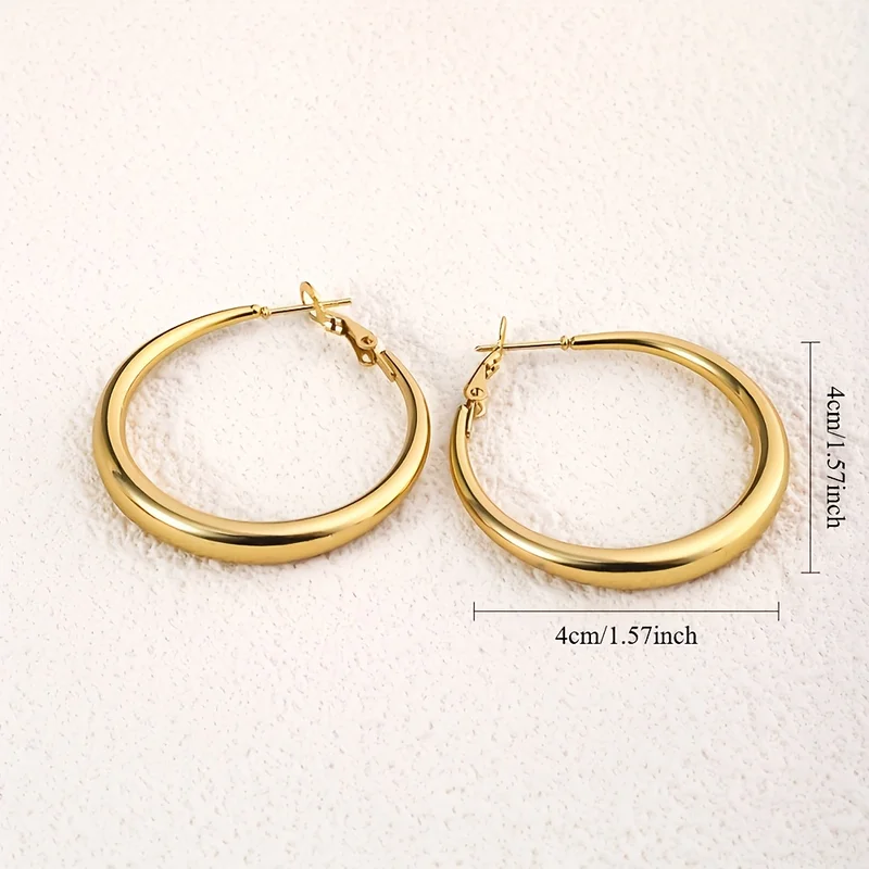 EVISPOL Elegant Golden Hoop Earrings for Women Thick Design Lightweight & Comfortable Perfect for Daily Wear or Parties Jewelry