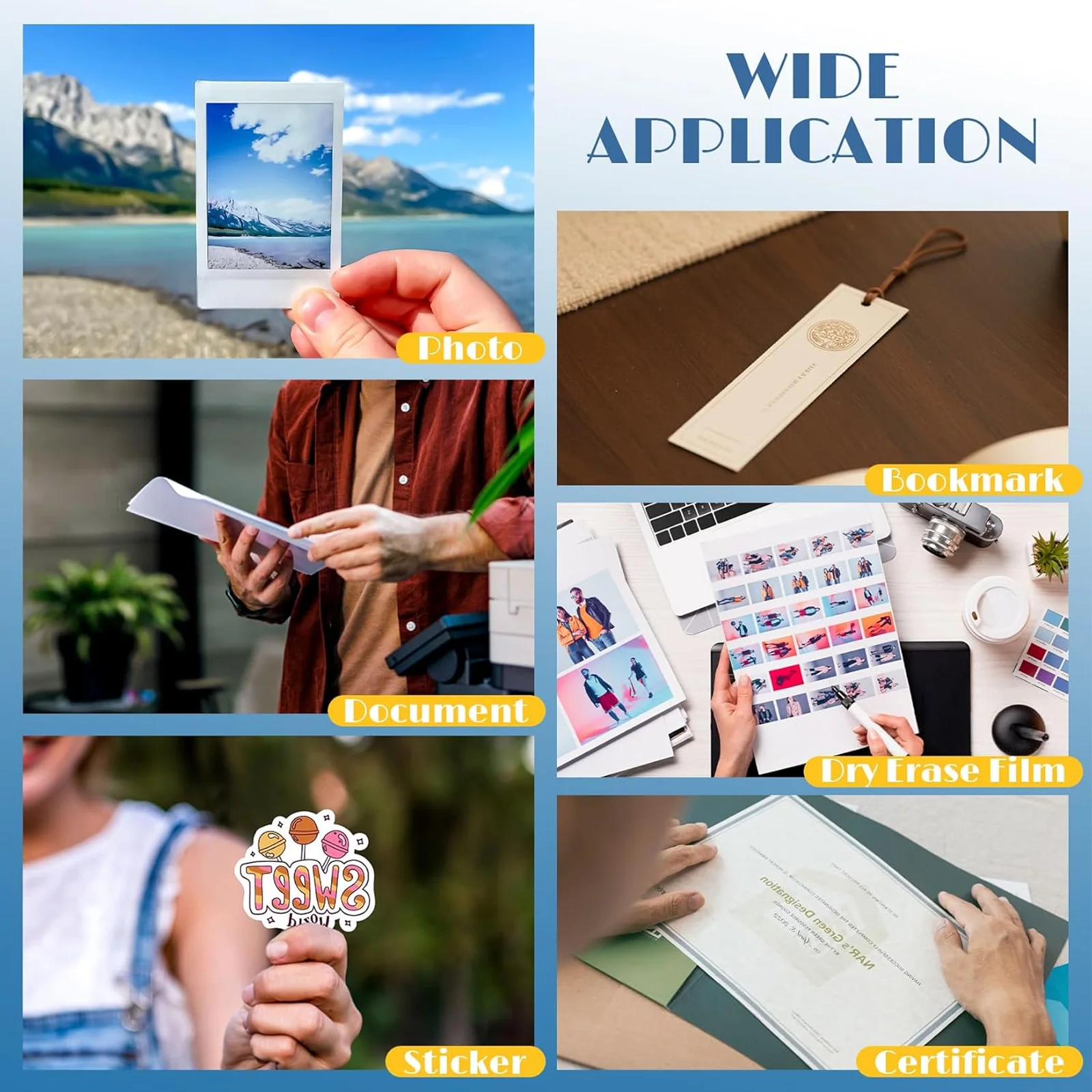 50 حزمة A4 صفائح الترقق ذاتية اللصق لامعة شفافة مقاومة للماء لحماية المستندات للصور لا حاجة آلة