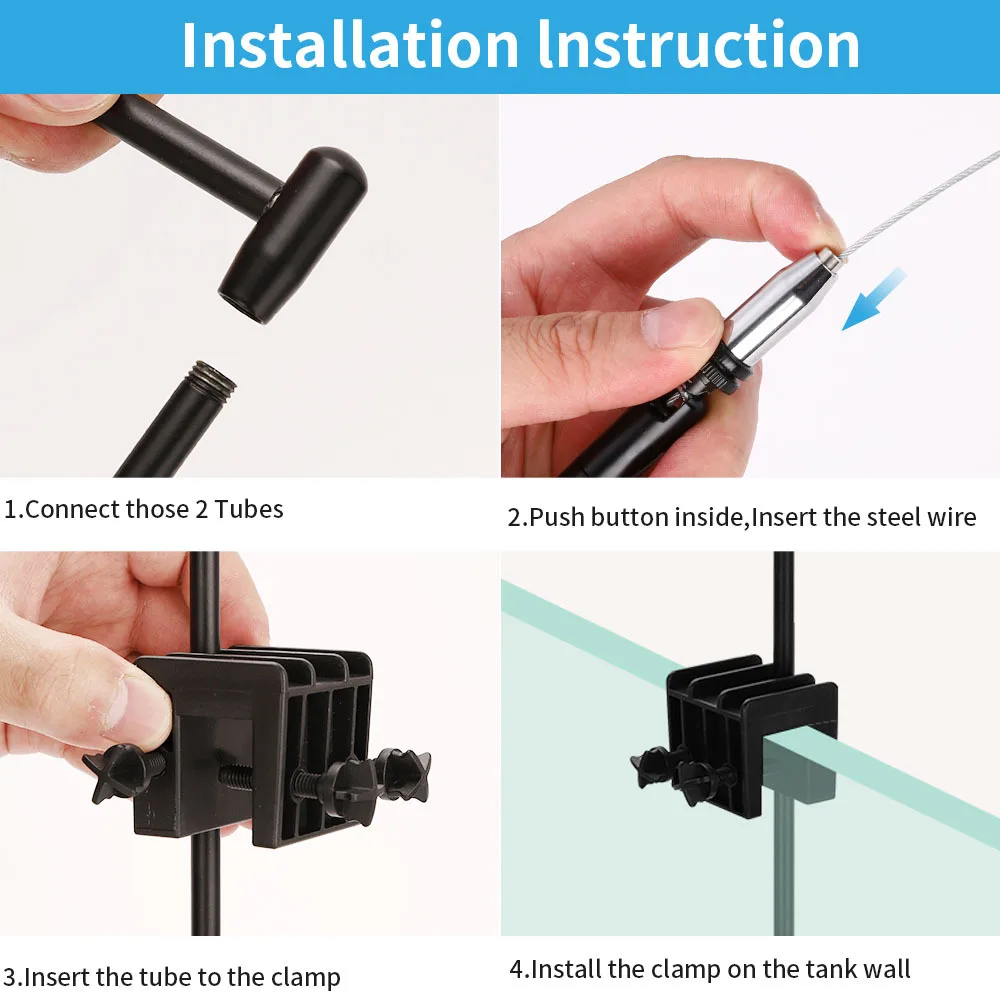 Dimmable LED Lamp Clip for Plant Grow Aquatic Algae Tank 3 Channels Lighting Fish Tank Hanging Stand Safely Fixture 16W