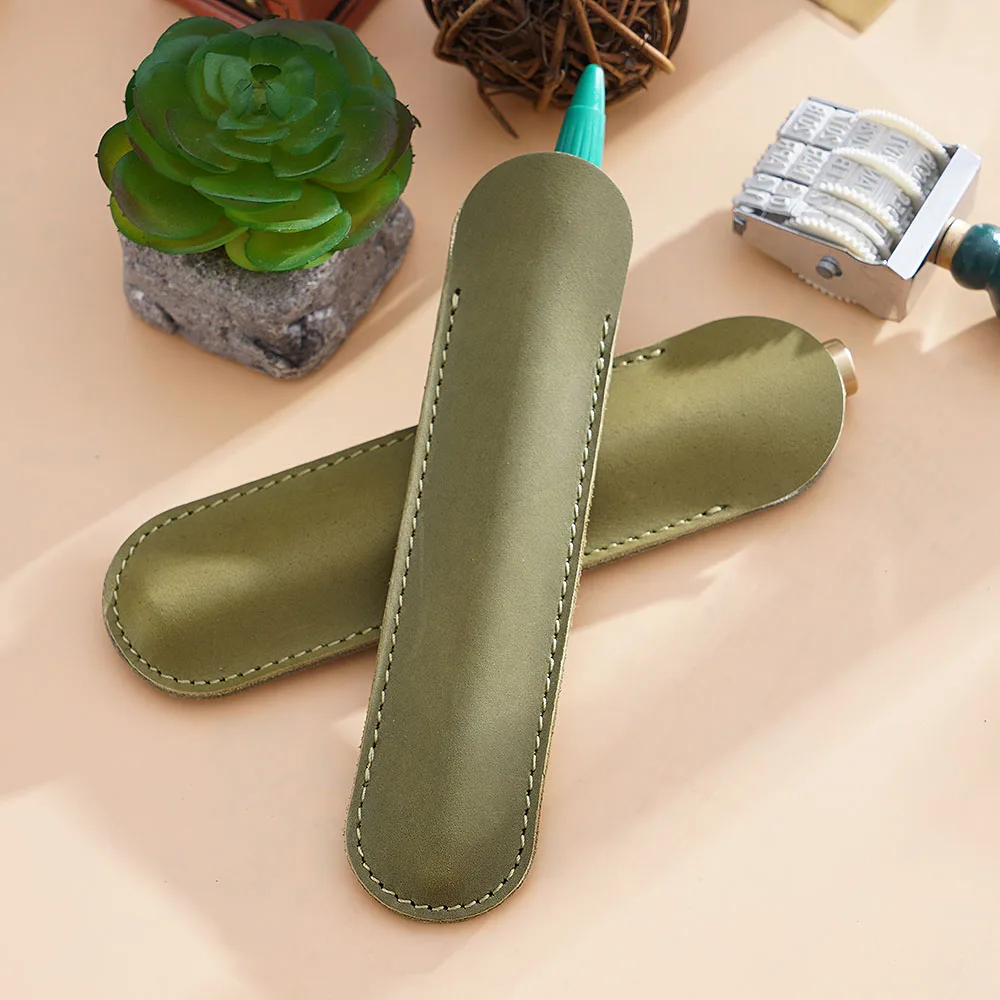 Aiguoniu handgemachte Echt leder Stift Tasche Rindsleder Bleistift Tasche Vintage Retro-Stil Zubehör für Notebook