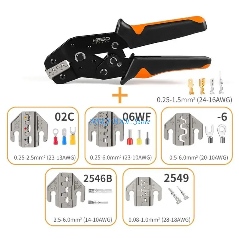 

L8RC Crimping Tool Kits Adjusting Crimping Pliers for 0.25-2.5mm² with Terminals
